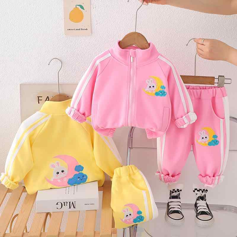 セットアップ 女の子 ベビー キッズ パンツ 春秋 かわいい ウサギ キャラクター 長袖 おしゃれ 2点セット 綿 コットン 韓国風 カジュアル ルームウェア