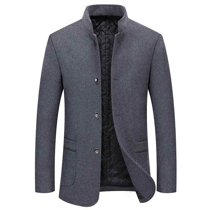 コート メンズ 男性用 秋冬 ウール 羊毛 ショート丈 薄手 シングルブレスト ビジネス 通勤 カジュアル 高級感 ミドルエイジ スタンドカラー 立ち襟 ノーアイロン 形態安定 無地 スリムフィット