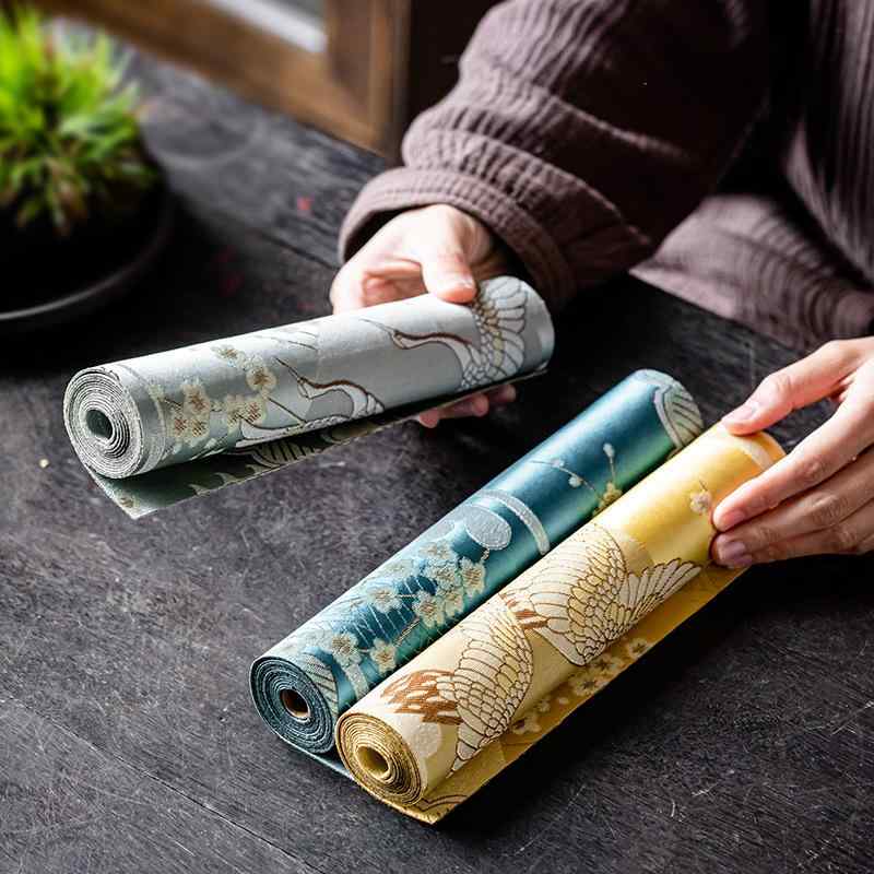 テーブルランナー 宋錦 雲錦 新中華風 禅テイスト 中国風 雲鶴柄 ティーマット テーブルクロス ティーナプキン ティーテーブル用 リビング 和室 書斎 布製 ポリエステル ビスコース混