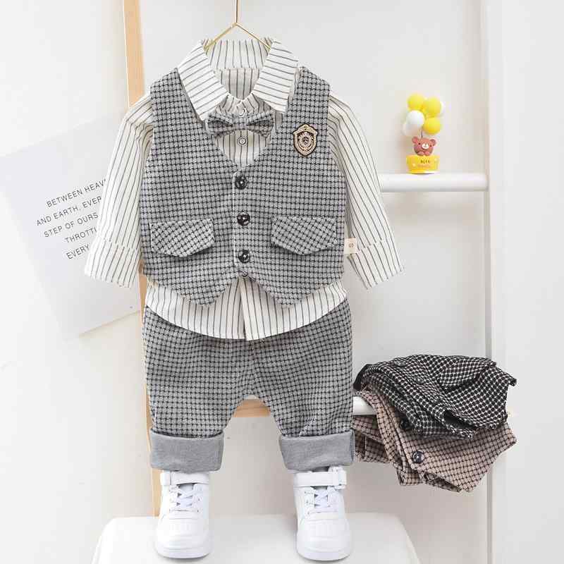 キッズ 男の子 ベビー 千鳥格子 ベスト スリーピース セットアップ 綿95% 薄手 柔らかい肌触り 韓国風 おしゃれ 春秋 フォーマル 入園式 発表会 七五三