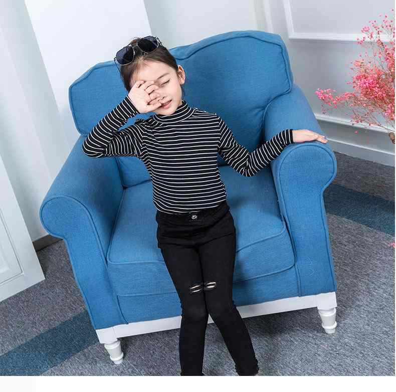 Tシャツ キッズ 女の子 静電気防止 綿 長袖 秋冬 インナー 柔らかい肌触り ジュニア トップス 丸首 ストライプ柄 韓国風 カットソー