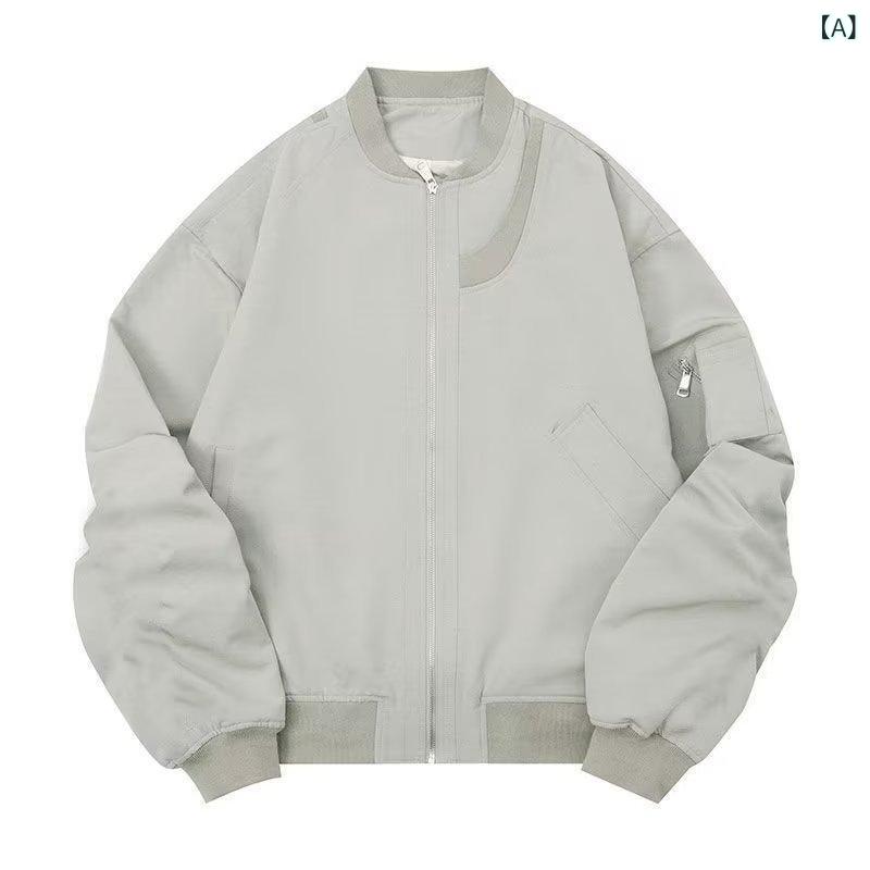 ジャケット メンズ 厚手 ポリエステル 春秋 フライトジャケット MA-1 スタジャン ワークジャケット ブルゾン アメリカン ストリート レトロ ヴィンテージ ゆったり 立ち襟 長袖 フルジップ カジュアル