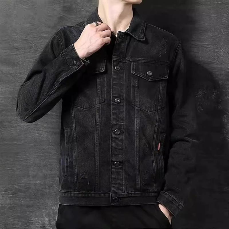 ジャケット メンズ 春秋 デニム 耐摩耗性 多機能ポケット 韓国ファッション カジュアル ゆったり ビッグシルエット ワークジャケット コットン シンプル ラウンドヘム