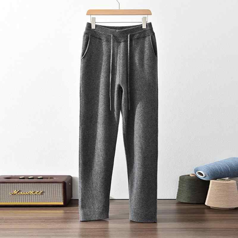 パンツ メンズ 100%カシミヤ 保温 防風 厚手 高密度 ストレッチ カジュアル スポーツ ルームウェア 部屋着 ストレート ハイウエスト