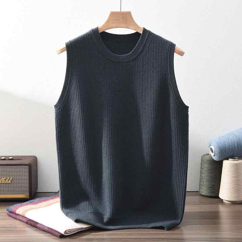 カシミール編み物 メンズ 100%カシミール 労働者の一団首っ玉 ノースリーブ 編み物限りない 生あたたかい はだ着 秋冬 心地よい 商行為 無地 御前上等