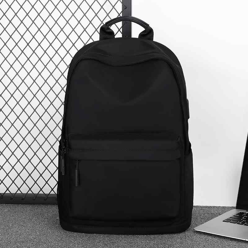 リュックサック メンズ 男女兼用 軽量 防水 おしゃれ PC対応 15インチ ノートパソコン収納 大容量 通学 通勤 旅行 カジュアル シンプル ナイロン 無地 クッション入り肩ベルト 負担軽減 ブラック