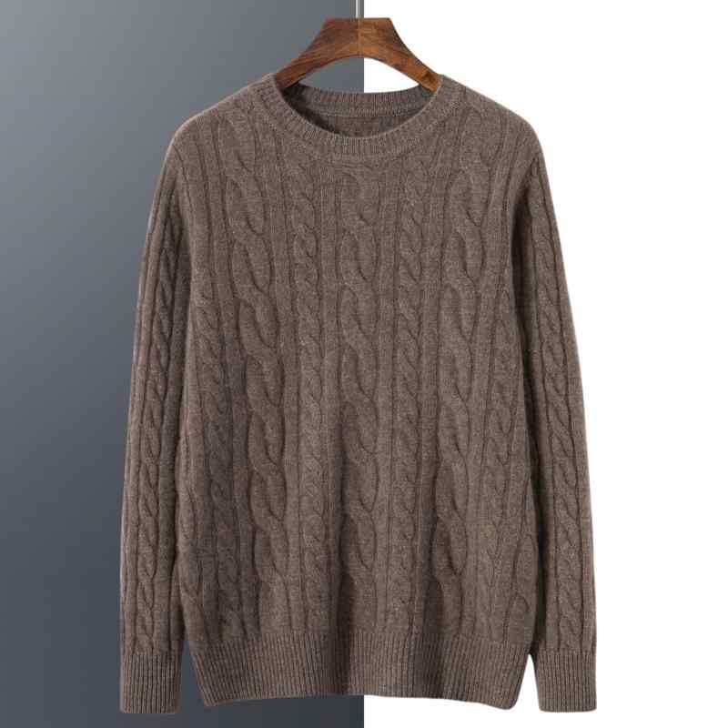 セーター メンズ カシミヤ混 ケーブル編み クルーネック ゆったり なめらか やわらか もちもち 無地 秋冬 シンプル カジュアル 普段使い 部屋着
