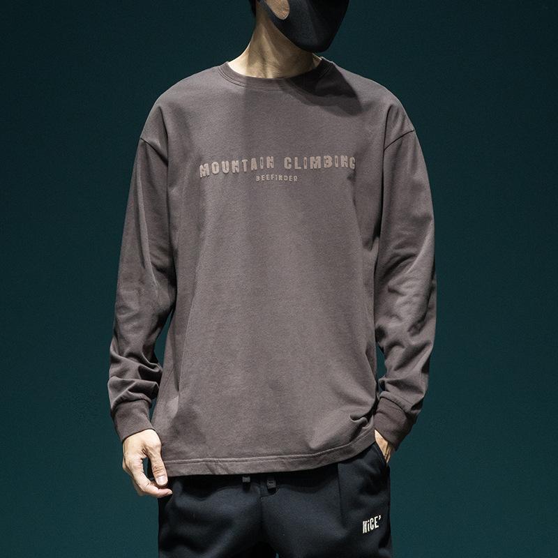 Tシャツ メンズ 長袖 アメリカンレトロ ロゴTシャツ オーバーサイズ ゆったり 大きいサイズ ビッグシルエット カジュアル インナー ラウンドネック 秋冬 プルオーバー コットン シワになりにくい 薄手 ルームウェア