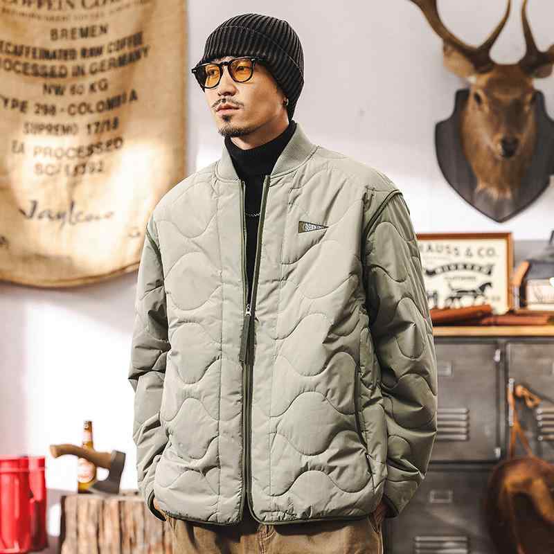 ジャケット メンズ アメリカンレトロ アメカジスタイル キルティング 中綿 厚手 ファスナー ショート丈 冬 ゆったり 野球襟 綿 ポリエステル