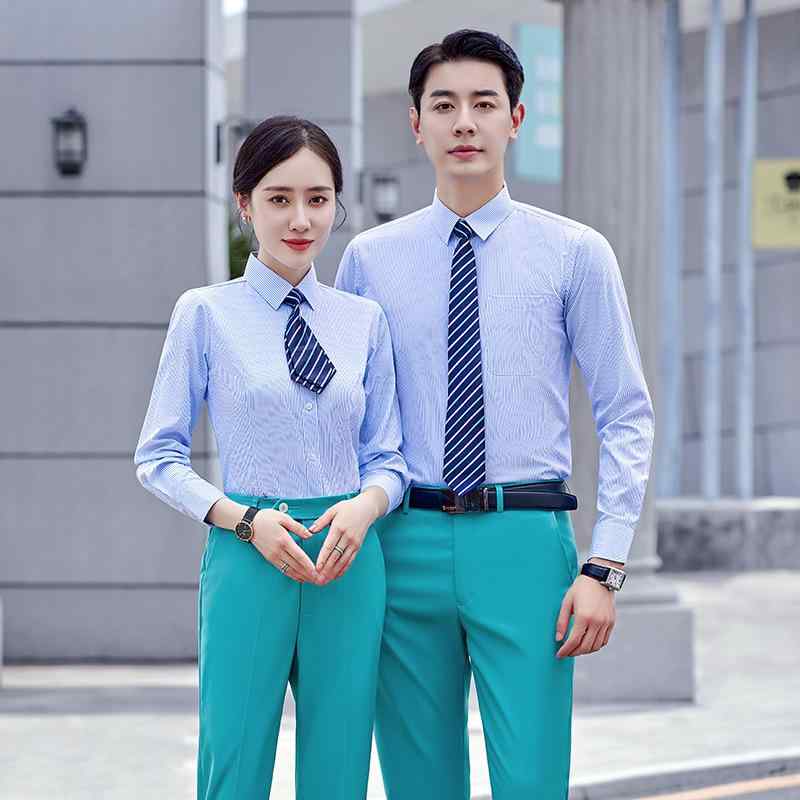 楽天市場】ワイシャツ Yシャツ 縦ボーダー 青色 長袖 レディース