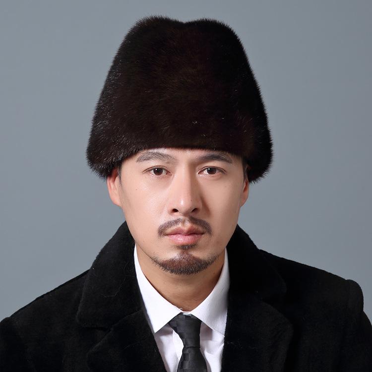 帽子 メンズ 男性用 秋冬 防寒 保温 ミンクファー リアルファー 上質 耳あて付き 高級感 カジュアルスタイル タウンユース お出かけ 手作り あったかい ドーム型｜モズラボ