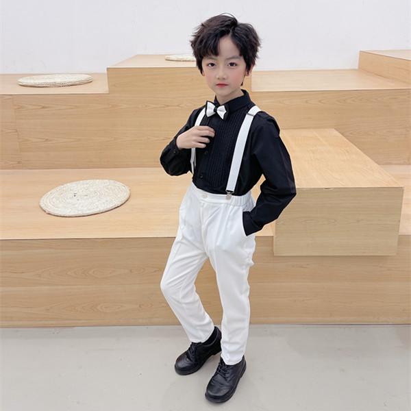 キッズ 男の子 フォーマルスーツ 礼服 セット サスペンダーパンツ ブリティッシュ おしゃれ コットン 春秋 結婚式 発表会 1歳 誕生日