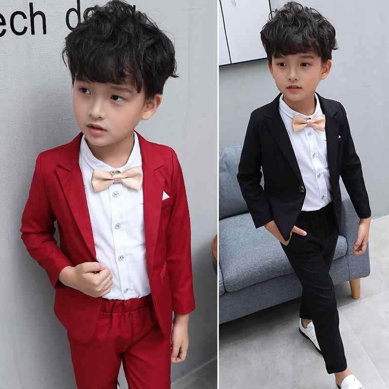 キッズ 男の子 スーツ セットアップ 春秋 長袖 ロングパンツ 綿 フォーマル 発表会 結婚式 入学式 卒業式 セレモニー 韓国風 ブリティッシュスタイル ひとつボタン 2点セット 無地