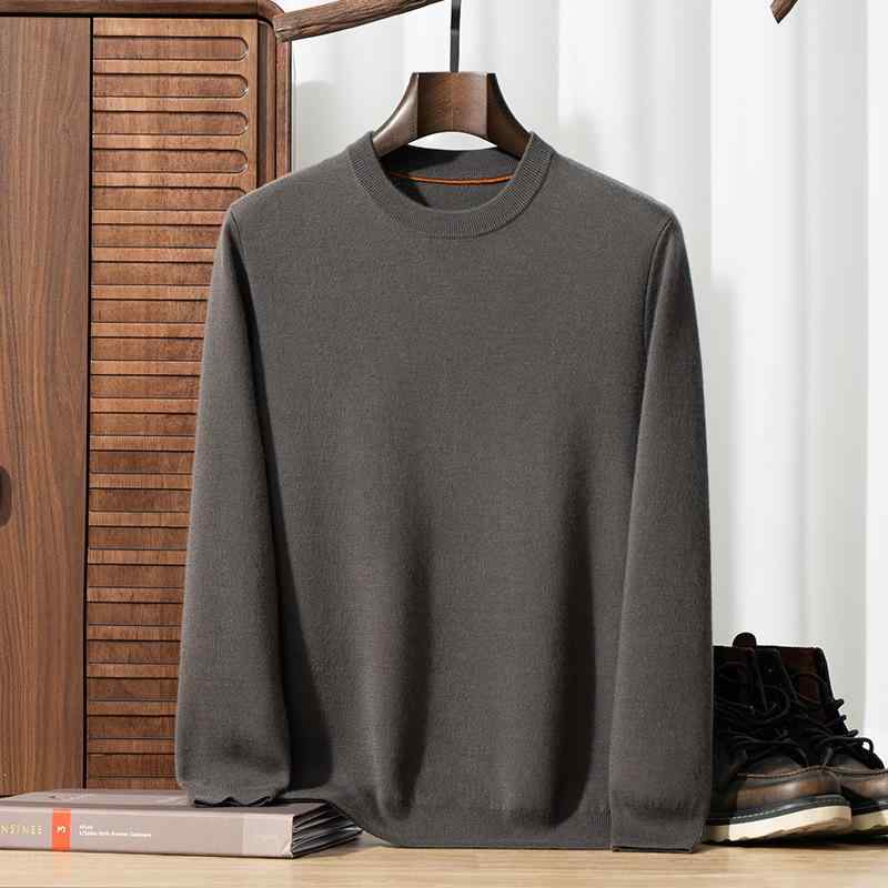 ニット メンズ 上質カシミヤ95%以上 クルーネック 丸首 厚手 保温 ゆったり リラックスフィット シンプル カジュアル 無地 インナー トップス セーター ミドル世代