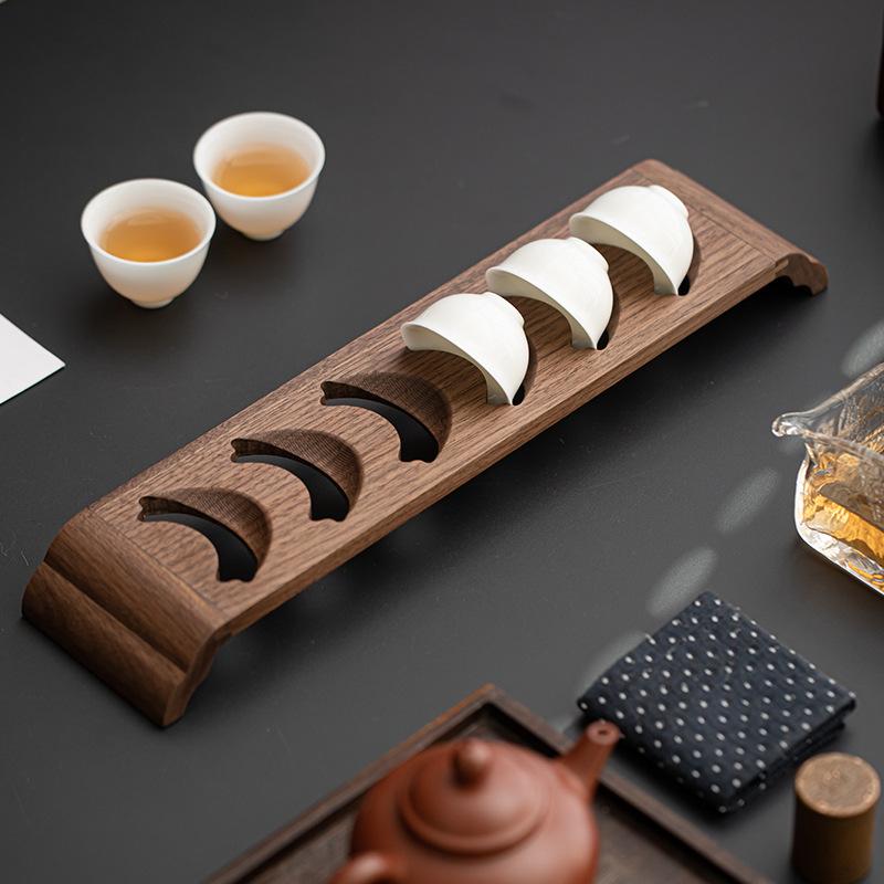 茶器 収納 カップスタンド 和風 天然木 ウォールナット 無垢材 水切り ティーカップホルダー 茶道用品 茶道具 キッチン雑貨 コップ立て