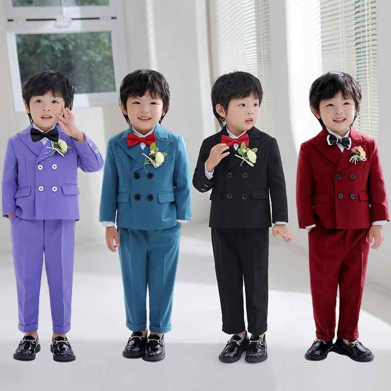 スーツ キッズ 男の子 フォーマル セットアップ ダブルボタン 秋冬 裏起毛 発表会 舞台 1歳 誕生日 セレモニー 結婚式 入園式 卒園式 韓国風 ブリティッシュ