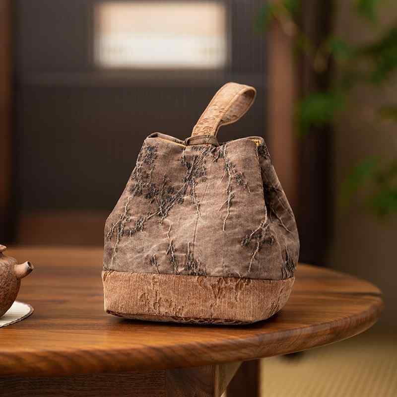 バッグ 伝統絹織物 シャンユンシャー 光沢感 腕持ち 手提げポーチ 茶道具収納 携帯用 厚手 大きめサイズ お出かけ アウトドア 旅行 お茶会 新中式スタイル 4,922円