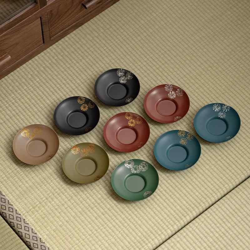 茶道具 純銅製 手作り 和風 モダン 断熱 滑り止め 茶托 コースター カップトレイ 雪の結晶模様 おしゃれ ティータイム おもてなし 来客用 ギフト プレゼント