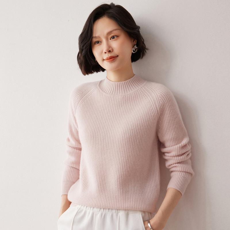 ニット レディース 秋冬 上品 高級感 カシミヤ ボトルネック 立体編み 二重編み 厚手 ゆったり プルオーバー 長袖 無地 通勤 オフィス エレガント きれいめ 大人|モズラボ