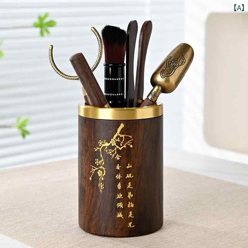 茶道具 黒檀 銅木製 六君子セット 6点セット 功夫茶道 中国茶 家庭用 本格 手作り お茶会 来客用 梅蘭竹菊デザイン 伝統工芸品