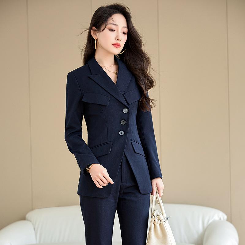 スーツ レディース ブラック セットアップ ビジネス フォーマル オフィス 事務服 通勤 接客 受付 制服 宝石店 美容クリニック マネージャー 春秋 上品 きれいめ 長袖 体型カバー