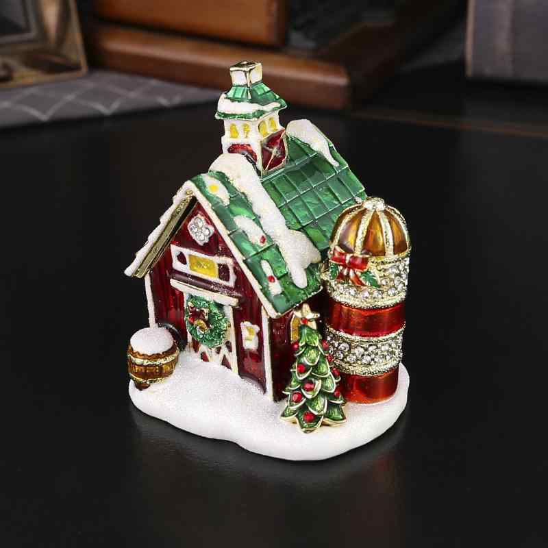 アクセサリーボックス ジュエリーケース クリスマス サンタクロース 雪の家 小物入れ 収納 かわいい おしゃれな卓上飾り 置物 オブジェ インテリア デコレーション