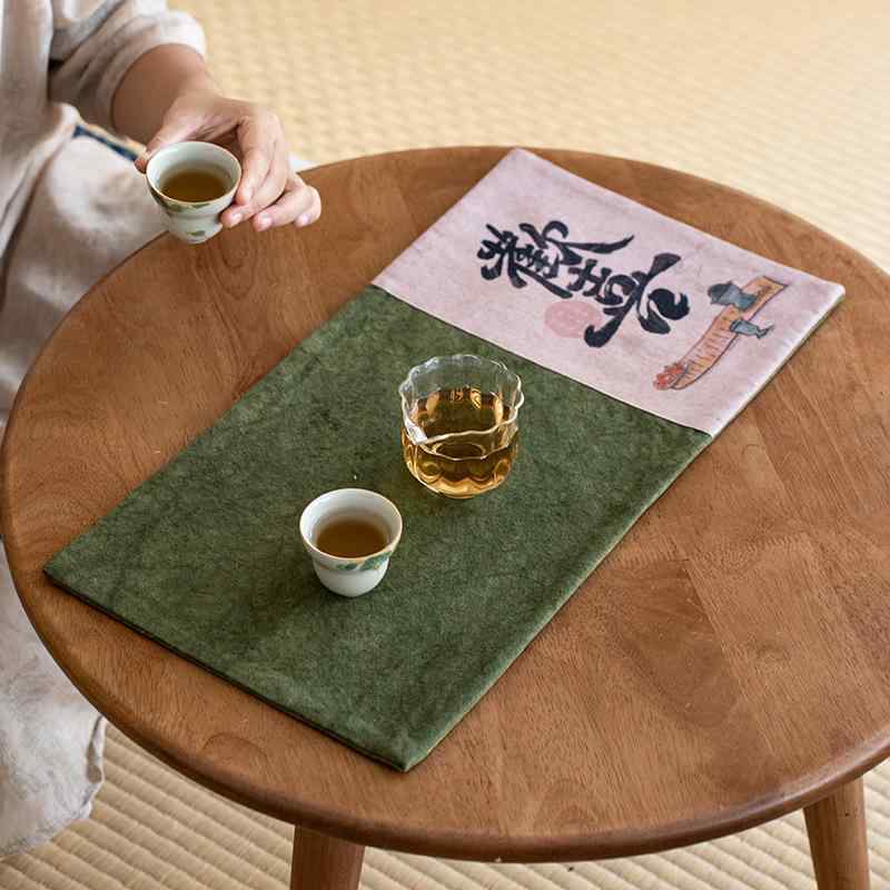 茶席 防水 絞り染め ドライティーマット 新和風 禅スタイル 高級感 レトロ モダン 歓喜柄 布製 テーブルクロス テーブルマット 敷物