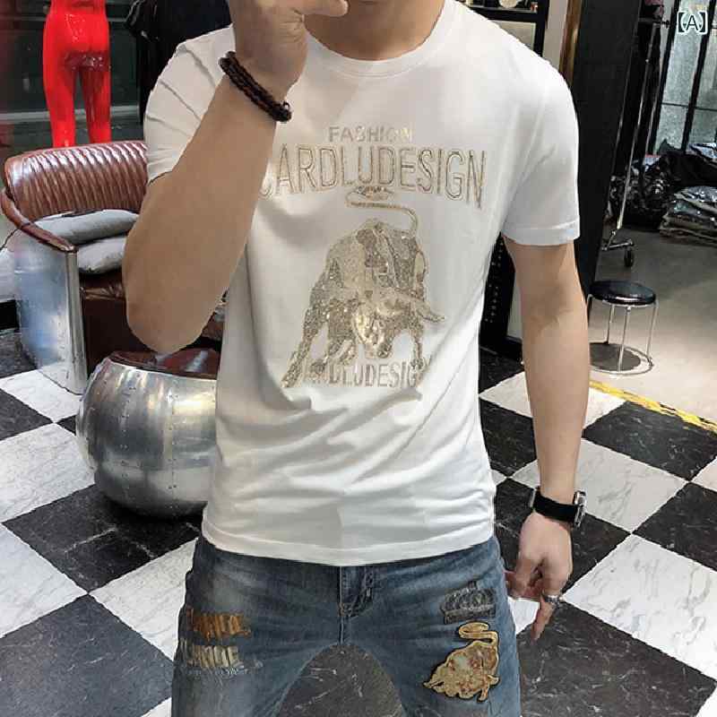 メンズ tシャツ スリム 春夏 半袖 トップス かっこいい おしゃれ 白 黒 赤 タイト 大きいサイズ