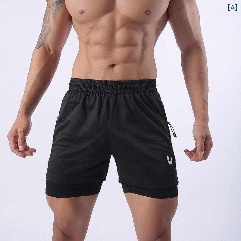 メンズ ショートパンツ トレーニング ショーツ スポーツ ランニング ジム 春夏 裏地 レジャー フィットネス ファッション 黒 グレー ブルー