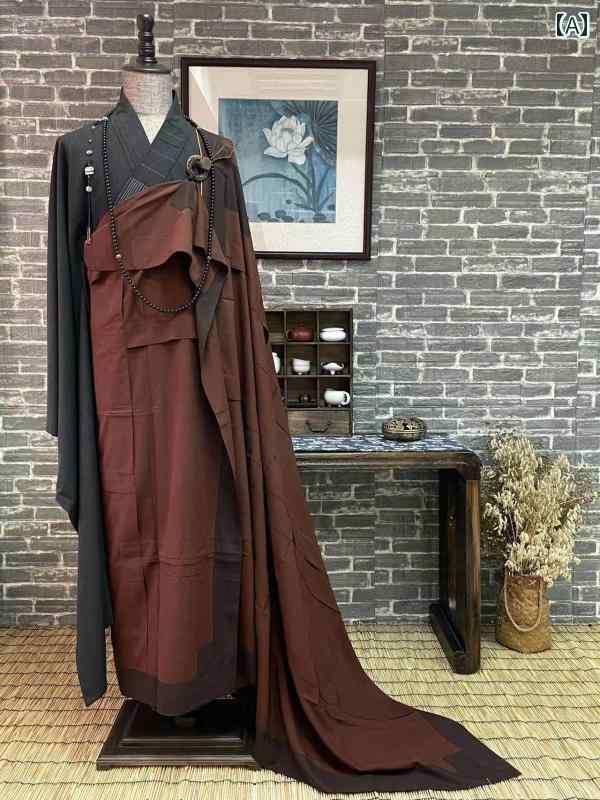 僧服 僧衣 衣装 仏教 僧侶 ブラウン 麻 布 バックル カジュアル リネン 無地 寺院 メンズ レディース|モズラボ