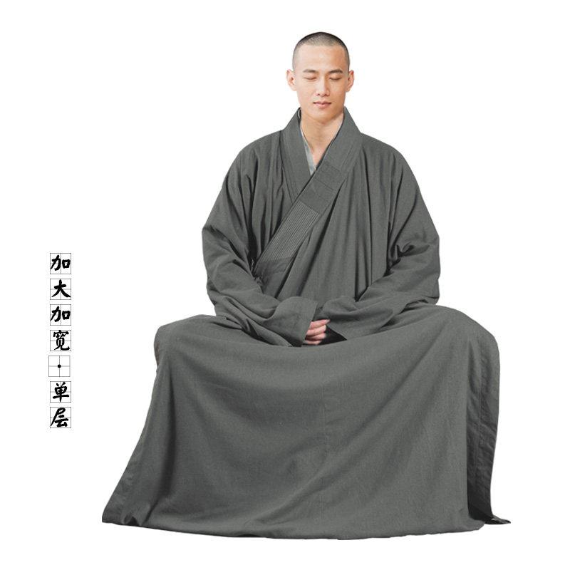 僧服 僧衣 衣装 仏教 僧侶 無地 メンズ レディース 綿 麻 コットン リネン 瞑想 秋 ロング ガウン グレー｜モズラボ