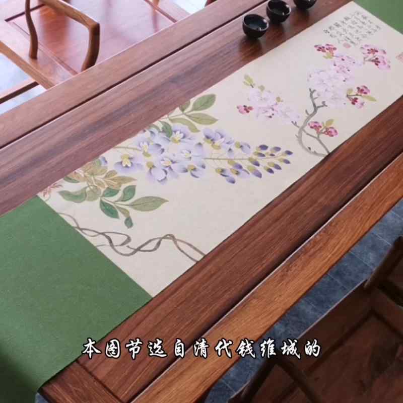 テーブルランナー 中国風 四景 禅 茶 ロング クロス 布 防水 花柄 グリーン イエロー オレンジ 4,814円