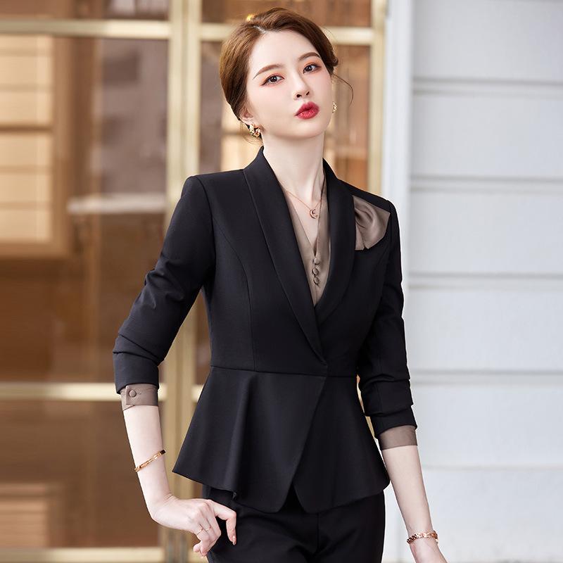 スーツ レディース 女性用 春秋 高級感あふれる ビジネス オフィス 通勤 事務服 上品 エレガント ジャケット スカート パンツ 制服 受付 フロント ホテル 宝石店 金融 事務員 セットアップ