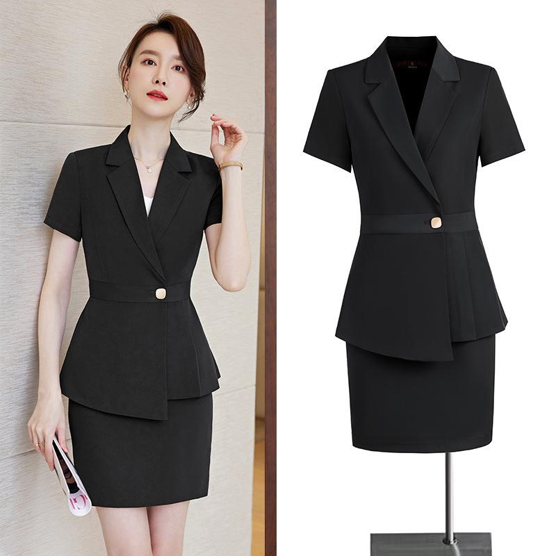 スーツ レディース 接触冷感 軽量 薄手 半袖 ジャケット セットアップ 高級感 オフィス 受付 制服 美容院 宝石店 ビジネス 通勤 OL 春夏