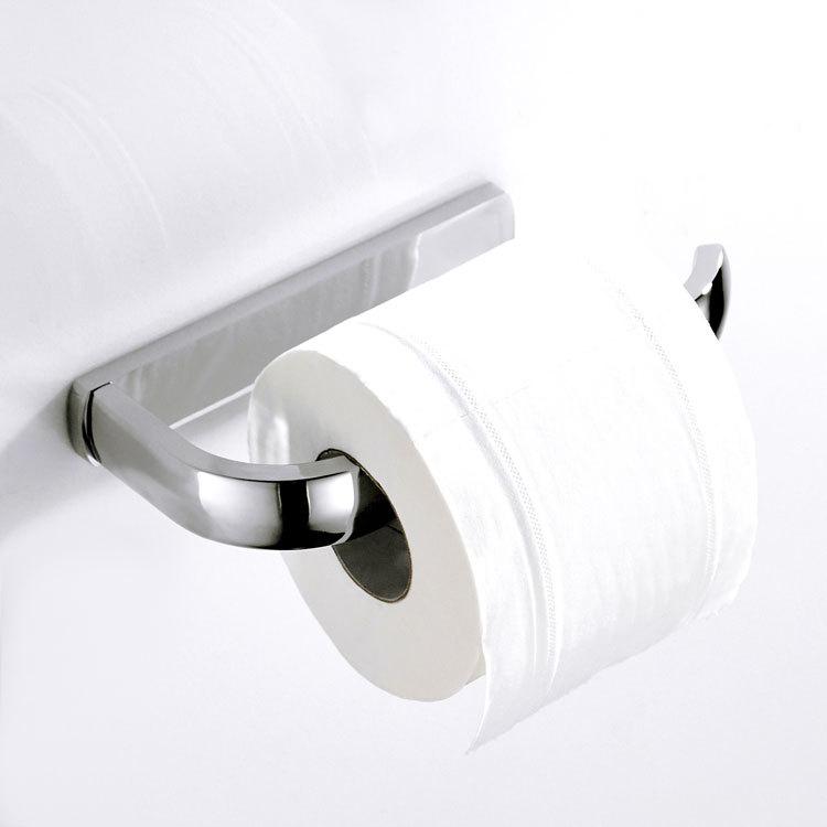 トイレットペーパーホルダー 真鍮製 クロムメッキ仕上げ 光沢シルバー スクエア型 壁掛け トイレ用 バスルーム 洗面所 サニタリー用品 スタイリッシュ モダンデザイン
