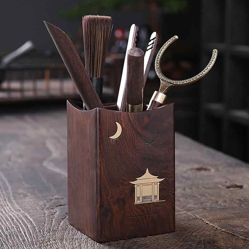 茶道具 黒檀 無垢材 真鍮象嵌 六君子セット 本格 中国茶器 茶さじ 茶挟み 茶針 職人技 高級感 お茶時間 厳選素材 和モダン アジアンテイスト おしゃれ