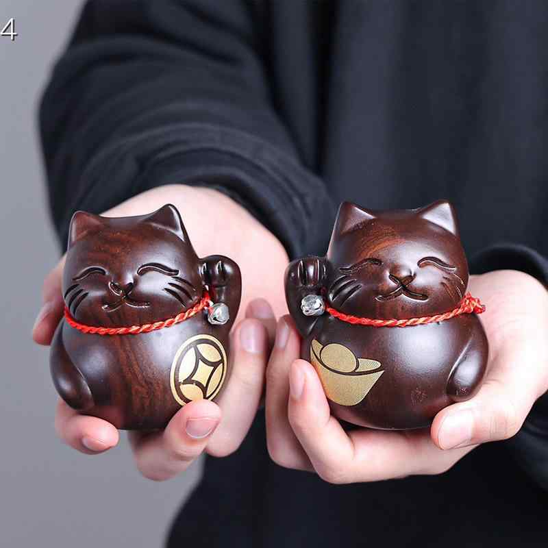 楽天市場】招き猫 置物 屋久杉 木彫り 風水 開運 金運 商売繁盛 厄除け