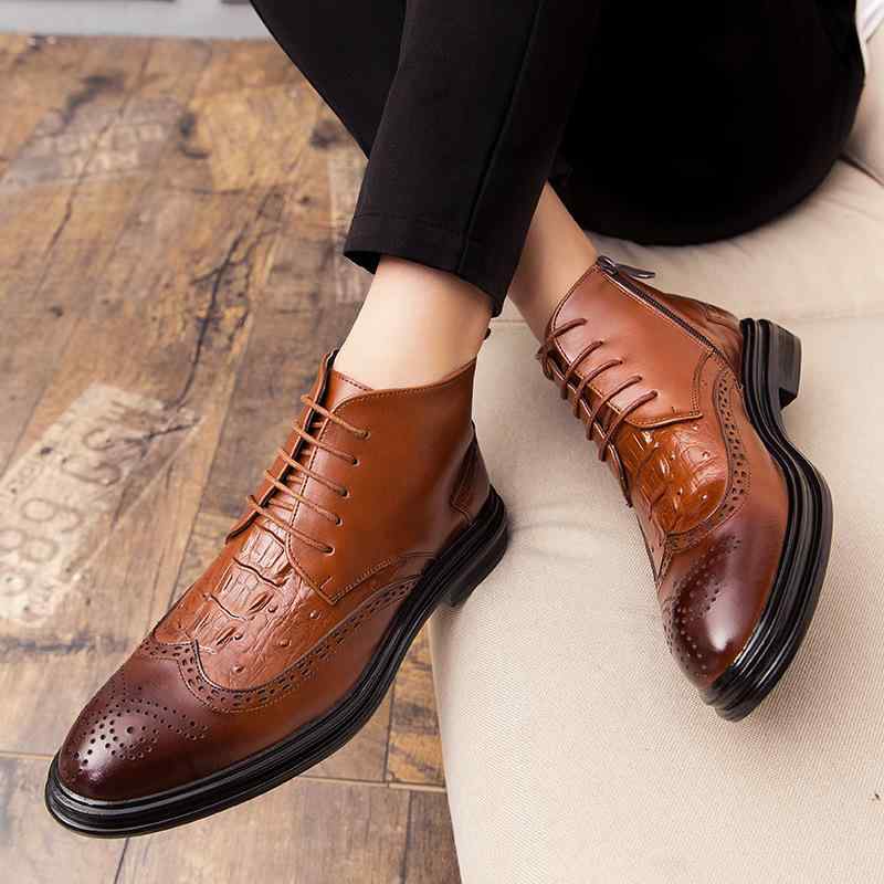 シューズ メンズ 革靴 レザーシューズ ハイカット ミッドカット ショートブーツ アンクルブーツ ブリティッシュ ビジネス フォーマル カジュアル 普段使い ブラウン 茶色