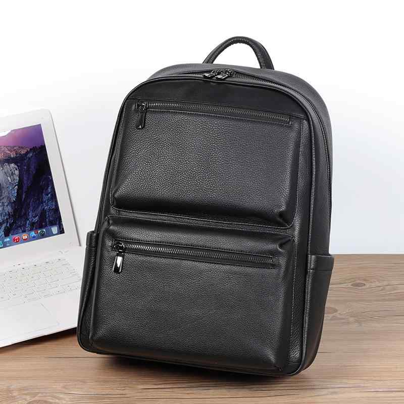リュックサック メンズ 本革 ファッション シンプル トップグレインレザー 多機能 PC収納 シュリンクレザー 牛革 バックパック 黒 通勤 通学 旅行 大容量 負担軽減 拡張機能 15インチPC対応
