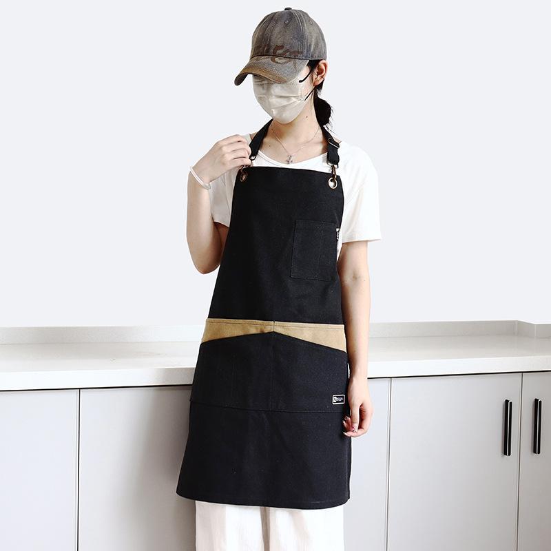 エプロン レディース メンズ 男女兼用 撥水 防汚 厚手キャンバス 帆布 フリーサイズ ガーデニング カフェ 作業服 ワークウェア ユニフォーム 制服 業務用 プロ仕様 彫刻 アーティスト 美術家 芸術家 シンプル モダン 無地 ブラック 黒