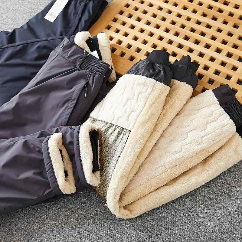 パンツ メンズ 極厚 裏ボア グラフェン配合 防寒 保温 膝保温 ストレート カジュアル ロングパンツ ダブル裾 秋冬 通勤用 ポリエステル混紡素材 ブラック グレー ネイビー