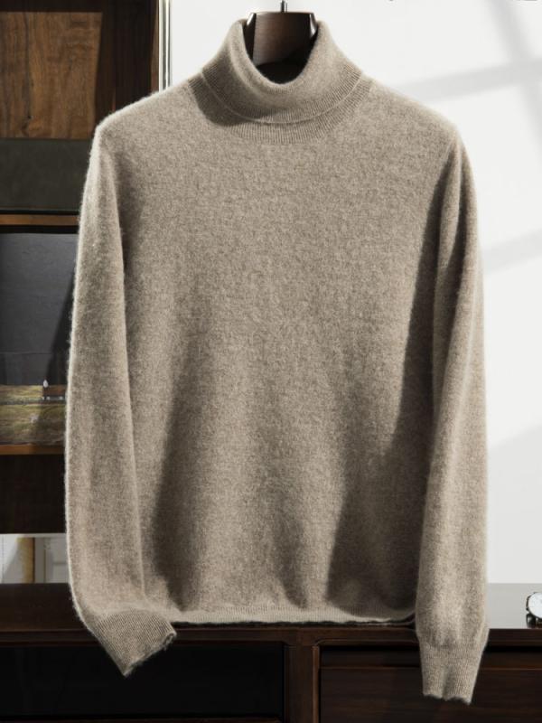 ニット メンズ カシミヤ混ウール 厚手 ゆったり 長袖 無地 モックネックセーター ハイネック 男性用 インナー トップス 秋冬 防寒 プルオーバー｜モズラボ