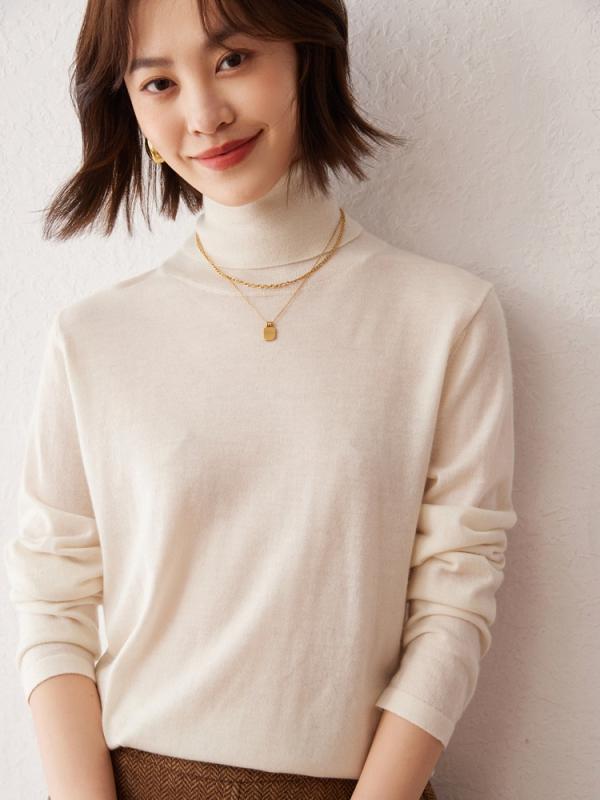 ニット レディース カシミヤ 100% ハイネック 薄手 長袖 ゆったり プルオーバー 無地 シンプル 高品質 インナー トップス 通勤 オフィス きれいめ 上品