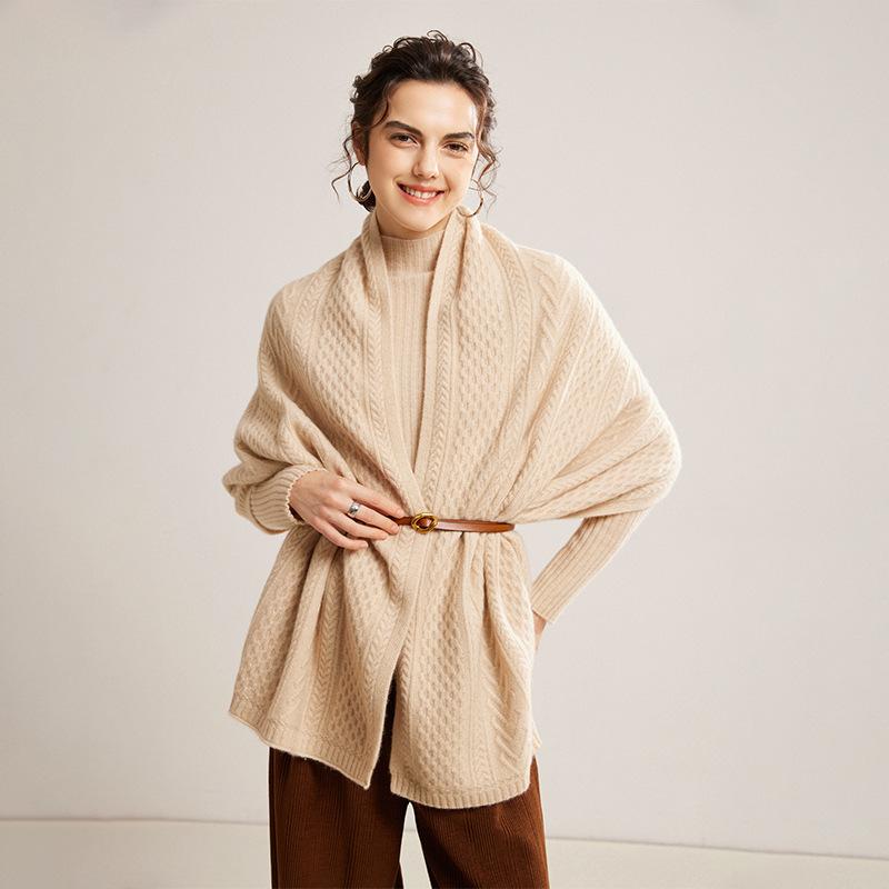 ストール レディース 女性用 100% カシミヤ 山羊絨 ショール 秋冬 無地 透かし編み ひし形 小さめ 保温 暖かい アウター 羽織り 欧米風