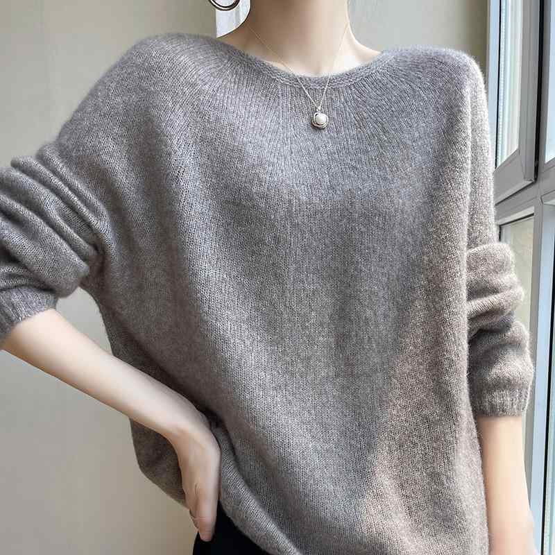 ニット レディース カシミヤ ベルベット セーター 薄手 ゆったり リラックスフィット ラウンドネック ドルマンスリーブ 上品 きれいめ 通勤 オフィス 大人 インナー