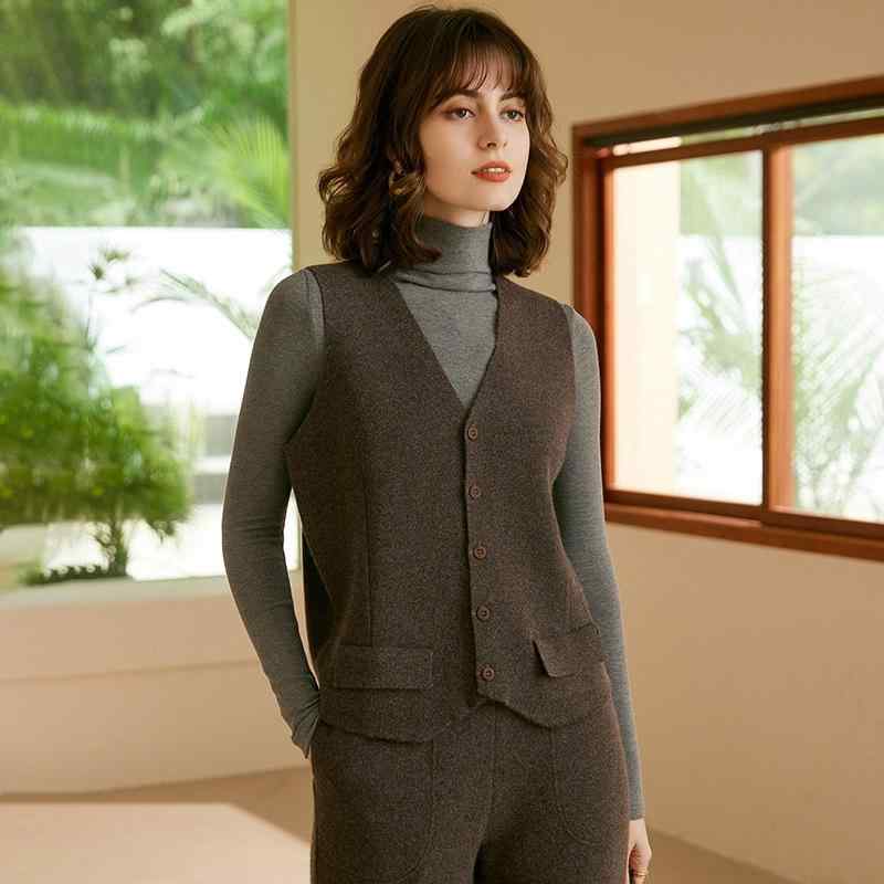 ベスト レディース カシミヤ Vネック 前開き ボタン付き 厚手 保温 水波紋柄 ジャカード 両面スムース さりげない模様 ゆったり 体系カバー 綺麗め 通勤 オフィス カジュアル 大人 秋冬 ジレ 女性用