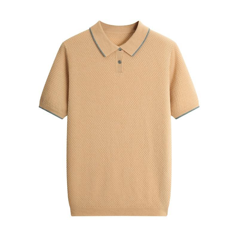 カシミール メンズ 御膳上等カシミール ポロ編み物 半袖 襟付き添い人 ティーシャツ ゆったり 無地 心地よい 通い 事務室 商行為 春 秋 成年者 雅びやか 今めかしい その他-日用品雑貨・文房具・手芸