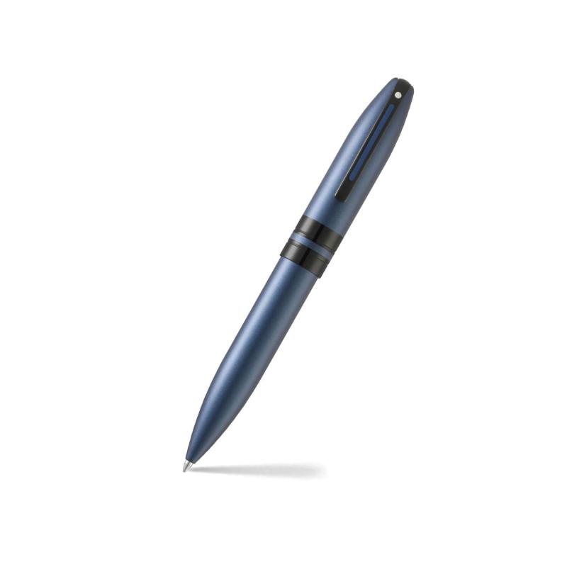 Sheaffer アイコン メタリックブルー 光沢ブラックPVDアプリ付きボールペン、E2911051