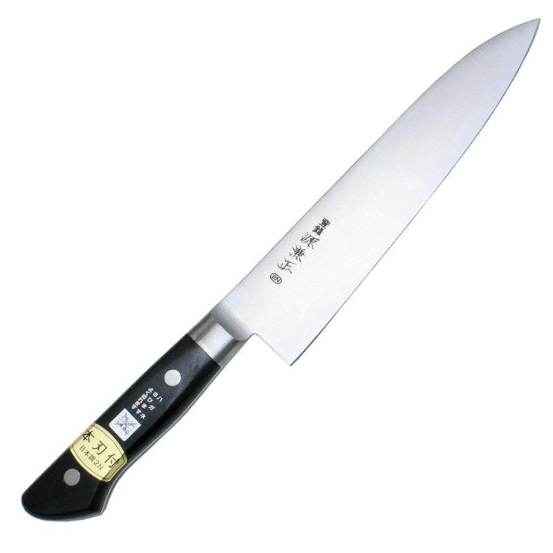 源兼正 M続きもの 全鋼 口金付黒合わせ板柄 牛刀 180粍 (本刃付) KC-701