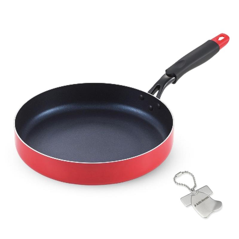 J-kitchens フライパン 底が広い 28cm IH対応 ガス ダイヤモンドコート ふっ素樹脂加工 オリジナル カンキリくんT 付